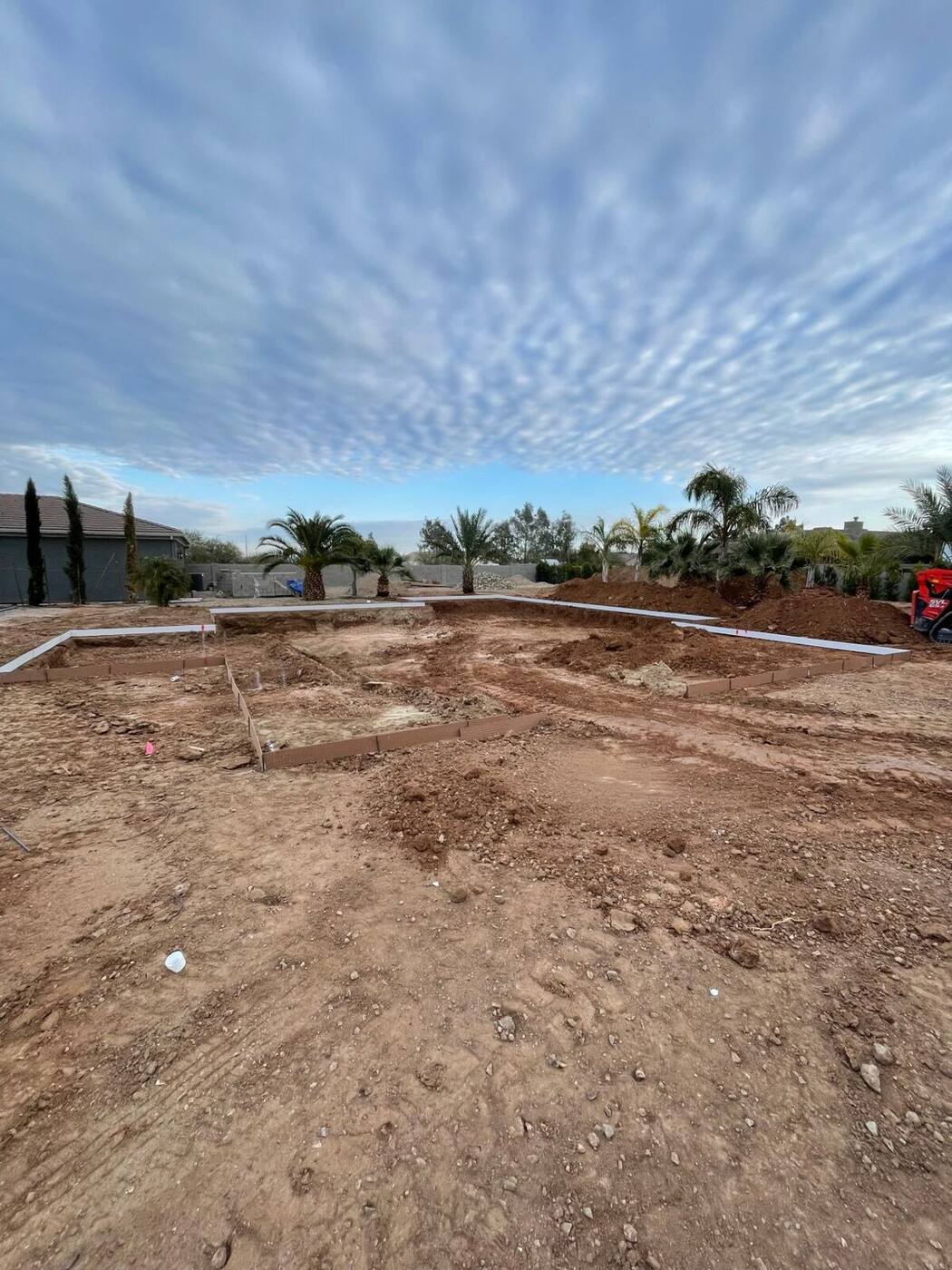 Before — Footing trenches → Pool with deck jets