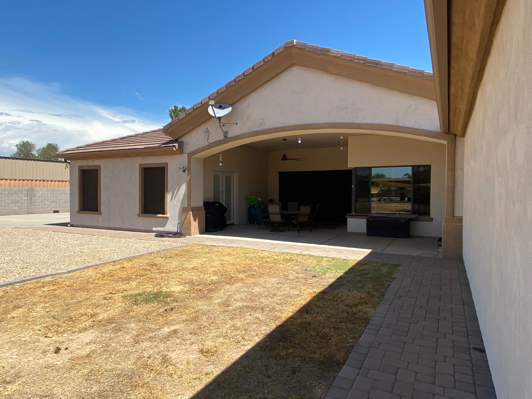 Before — Empty patio → In-pool lounge view