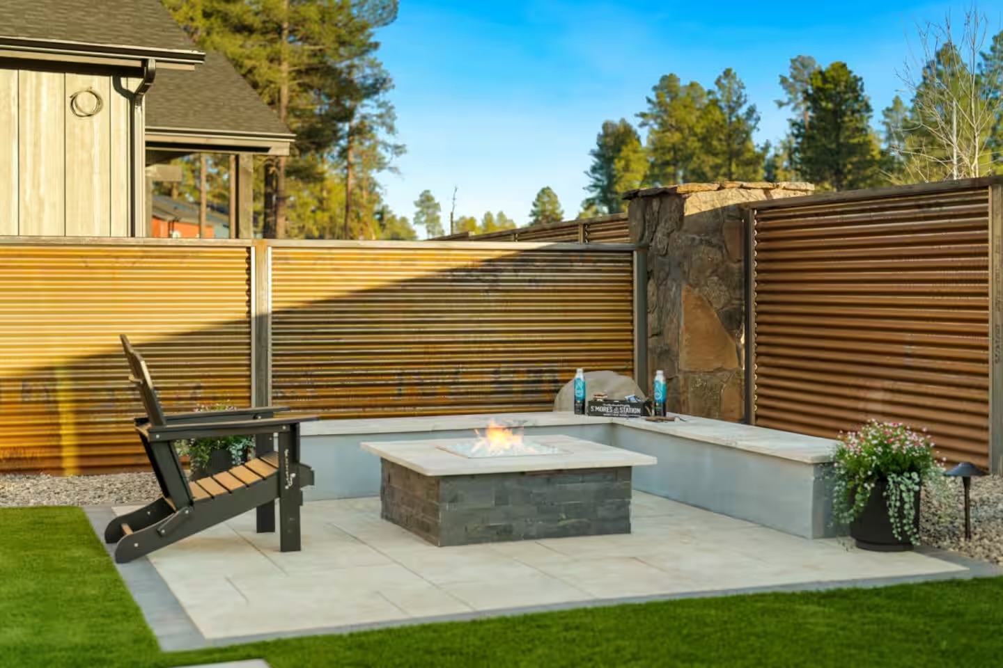 Built-In Fire Lounge with Bench Seating