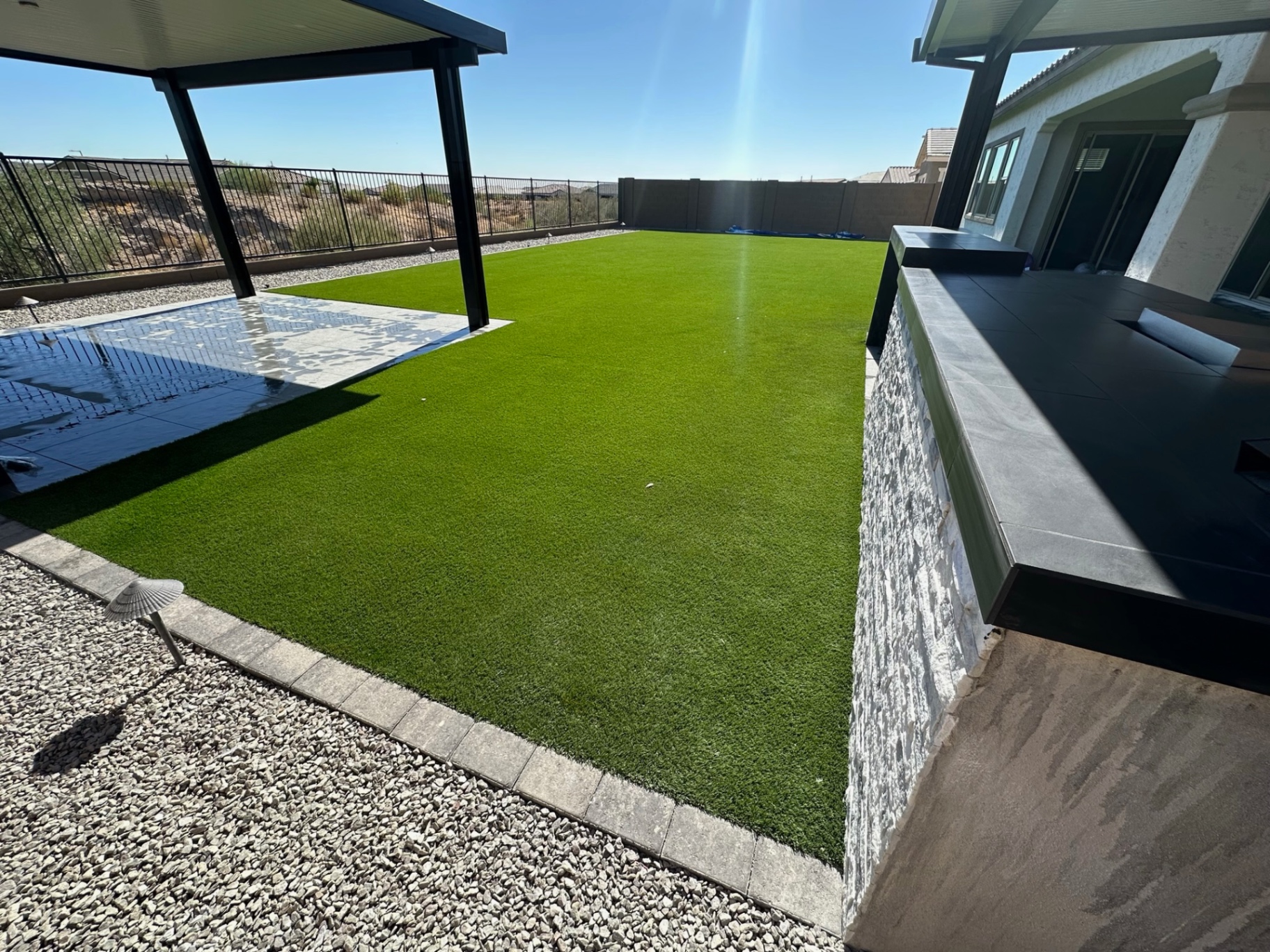 Open Turf Yard with View Fence